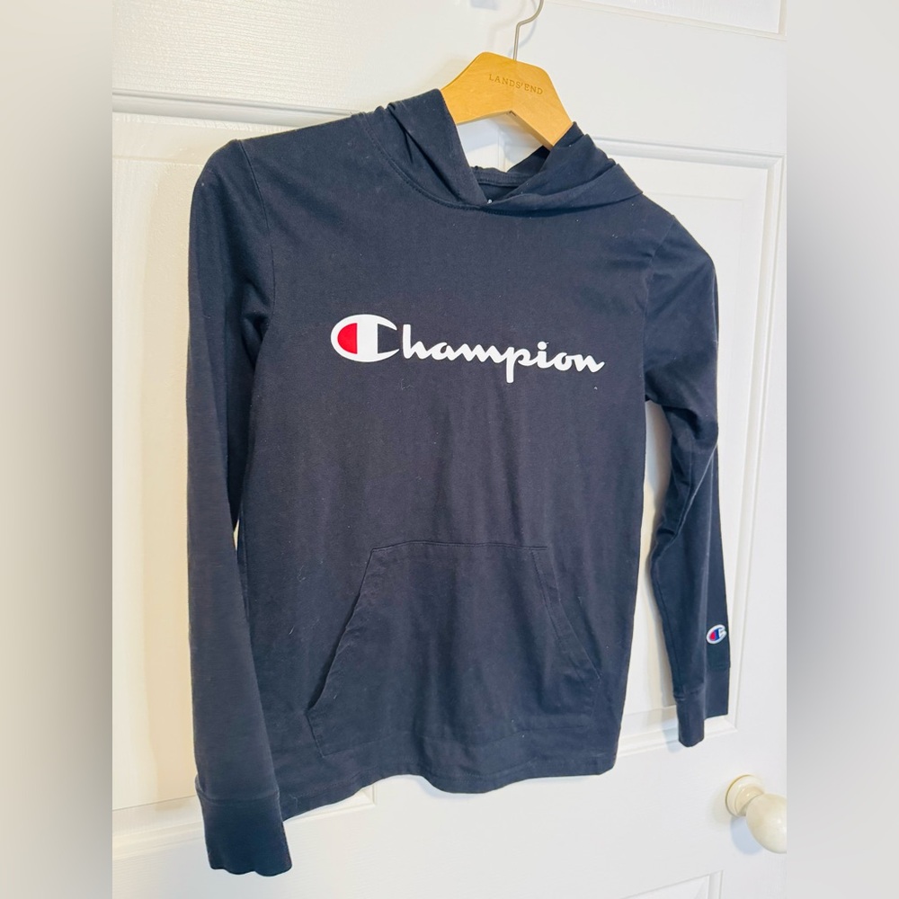 Champion Black Hoodie with Logo